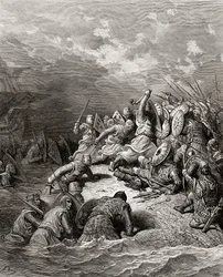 Richard Ier Cœur de Lion prend Jaffa, illustration de « Bibliothèque des Croisades » par J.-F. Michaud, 1877